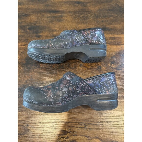 Dansko Professional Clog Womens 40 Leather Multicolor Polka Dot Purple Shoes - Picture 3 of 7